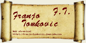 Franjo Tomković vizit kartica